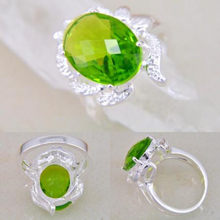 Silver RING Peridot GEMSTONE #18 - 2