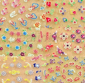 3D Design Tip Nail Art Sticker Decal Manicure Mix Color Self-adhesive Flower Decal Decoration set