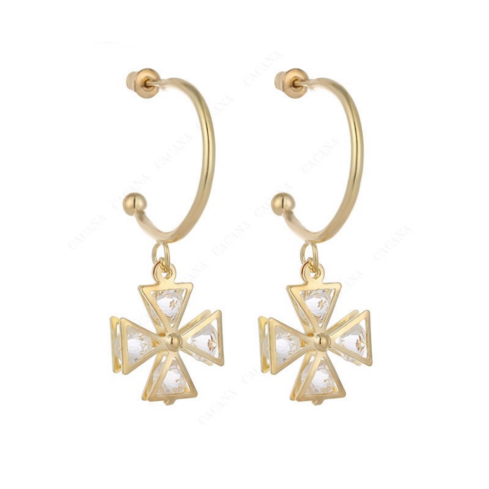 Earrings CZ gold plated - 2