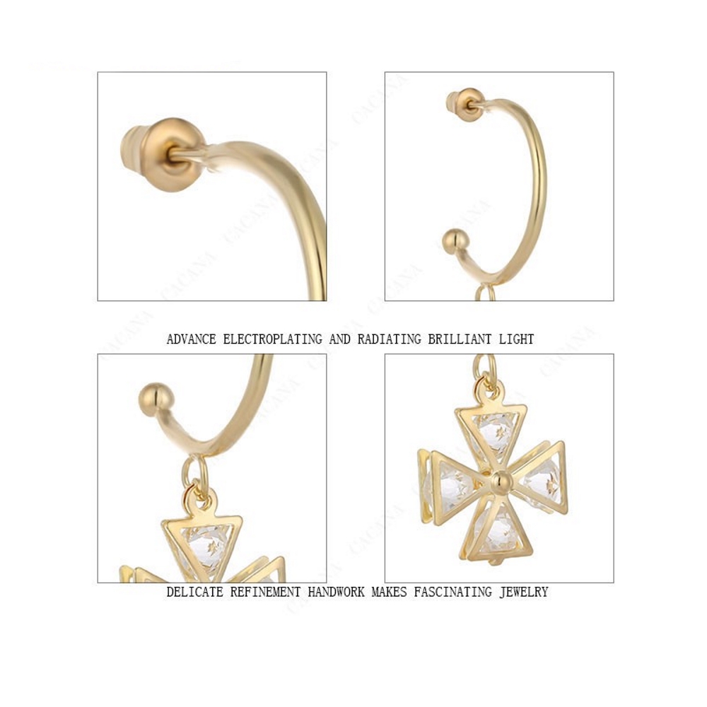 Earrings CZ gold plated - 9