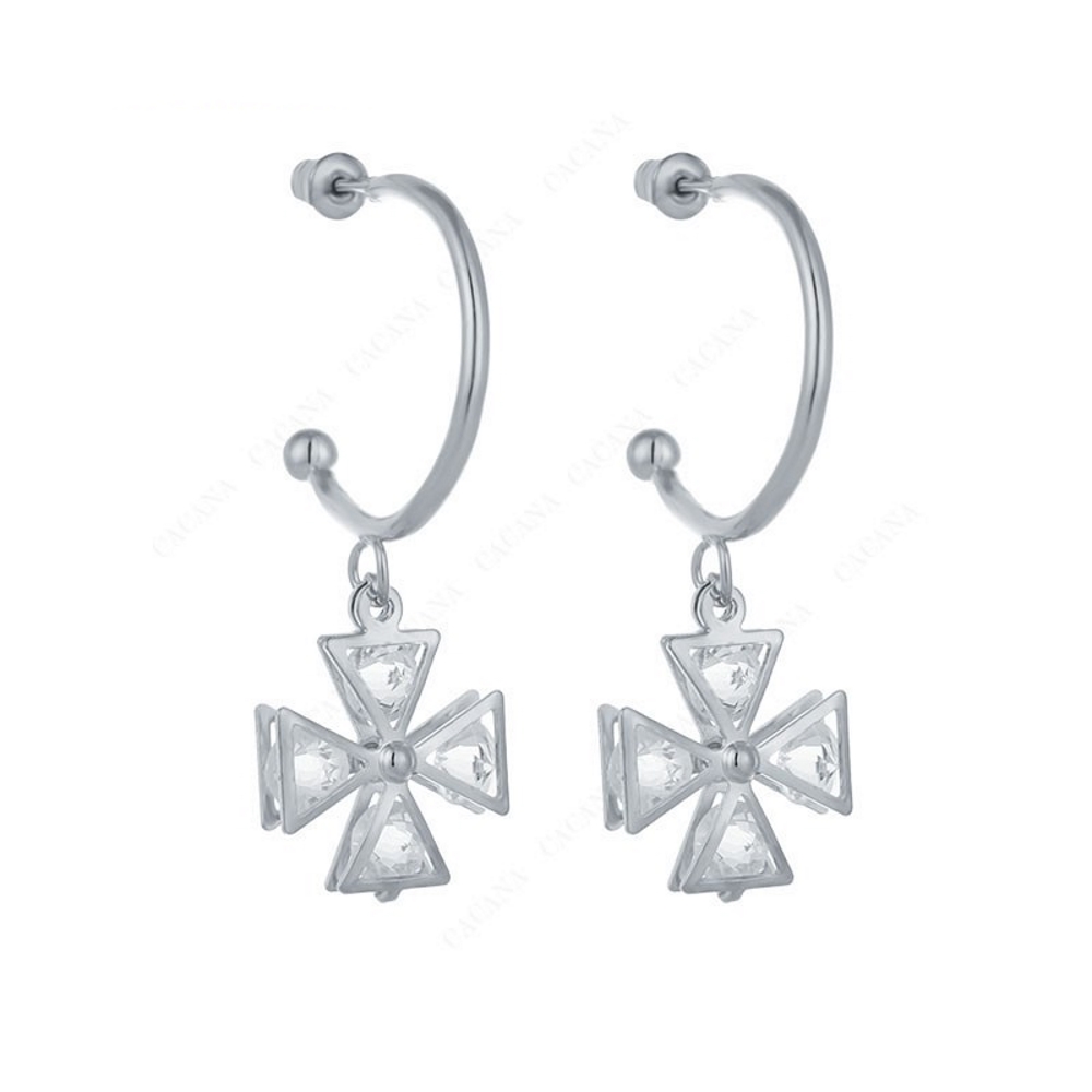 Earrings CZ gold plated - 3