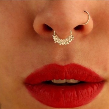 ROSE GOLD Nose Rings Body Piercing Fake Septum Clicker - 3