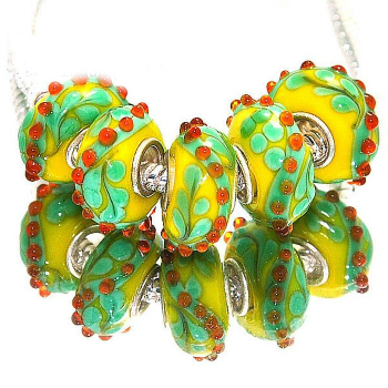 Silver MURANO GLASS BEAD LAMPWORK fit European Charm Bracelet