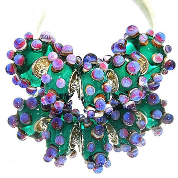 Silver MURANO GLASS BEAD LAMPWORK fit European Charm Bracelet