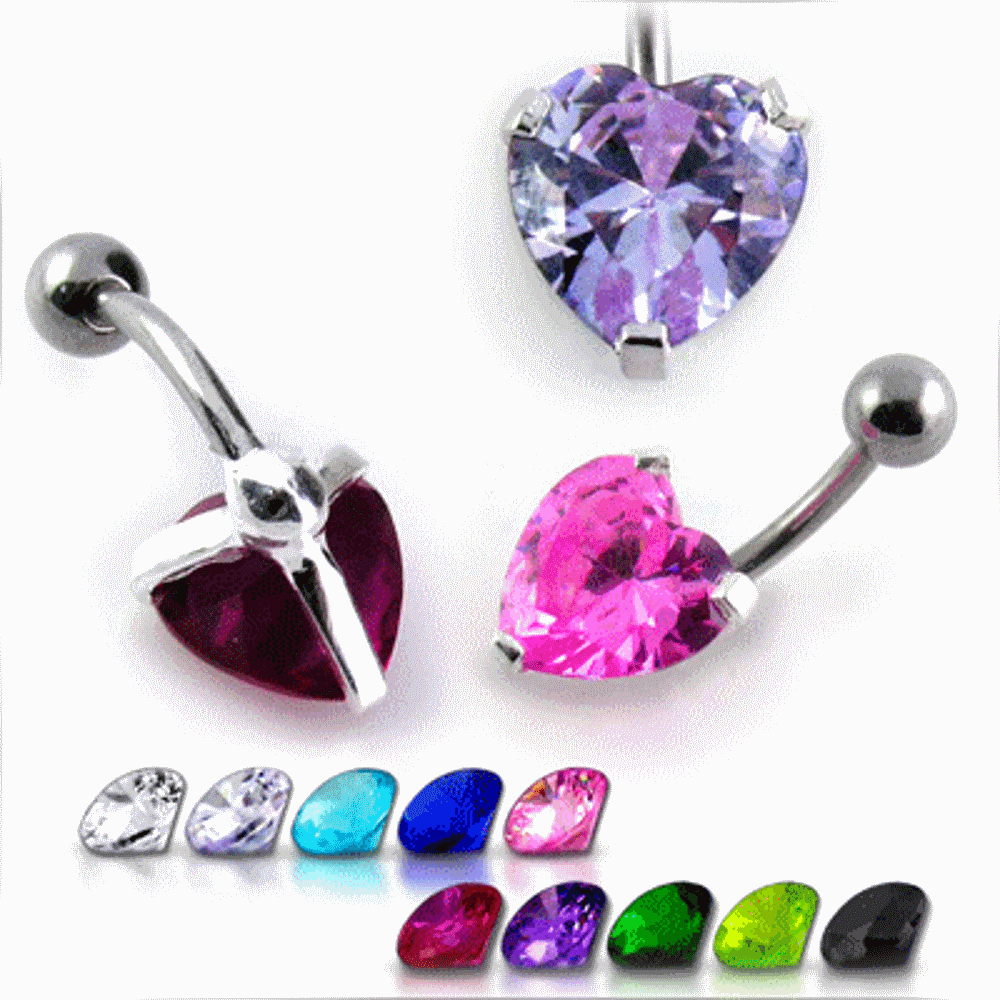 Silver Titanium Navel Bar CZ WHITE