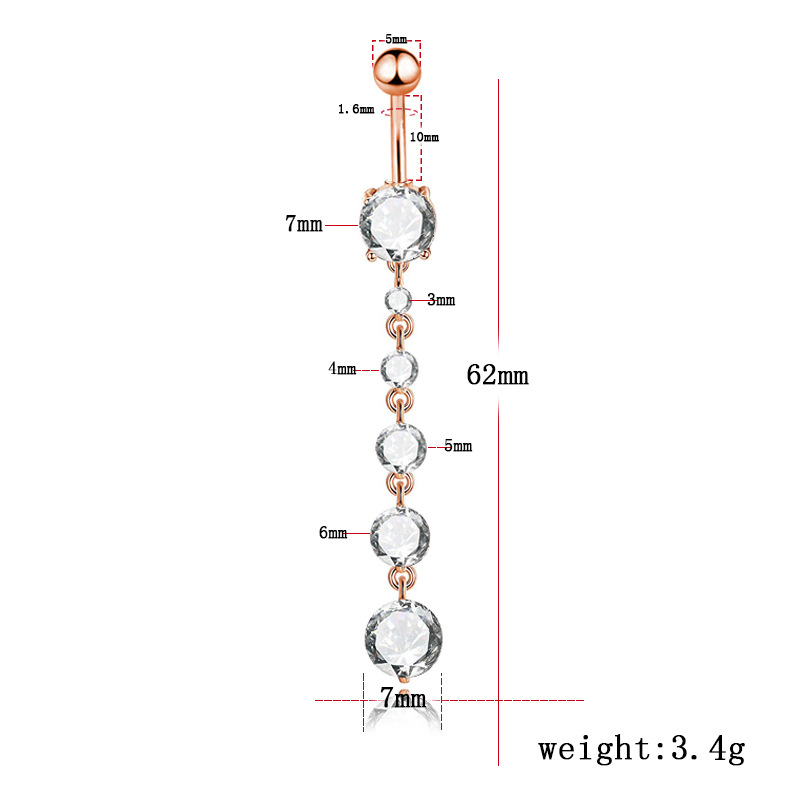 Guldpläterade Navelpiercing Zirkon - 2