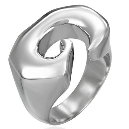 Stainless Steel Geometric Spiral Ring