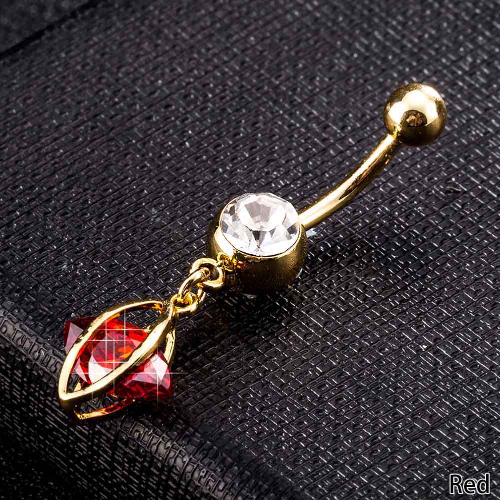 Guldpläterade navelpiercing CZ VIT,LILA, ROSA, RÖD - 4