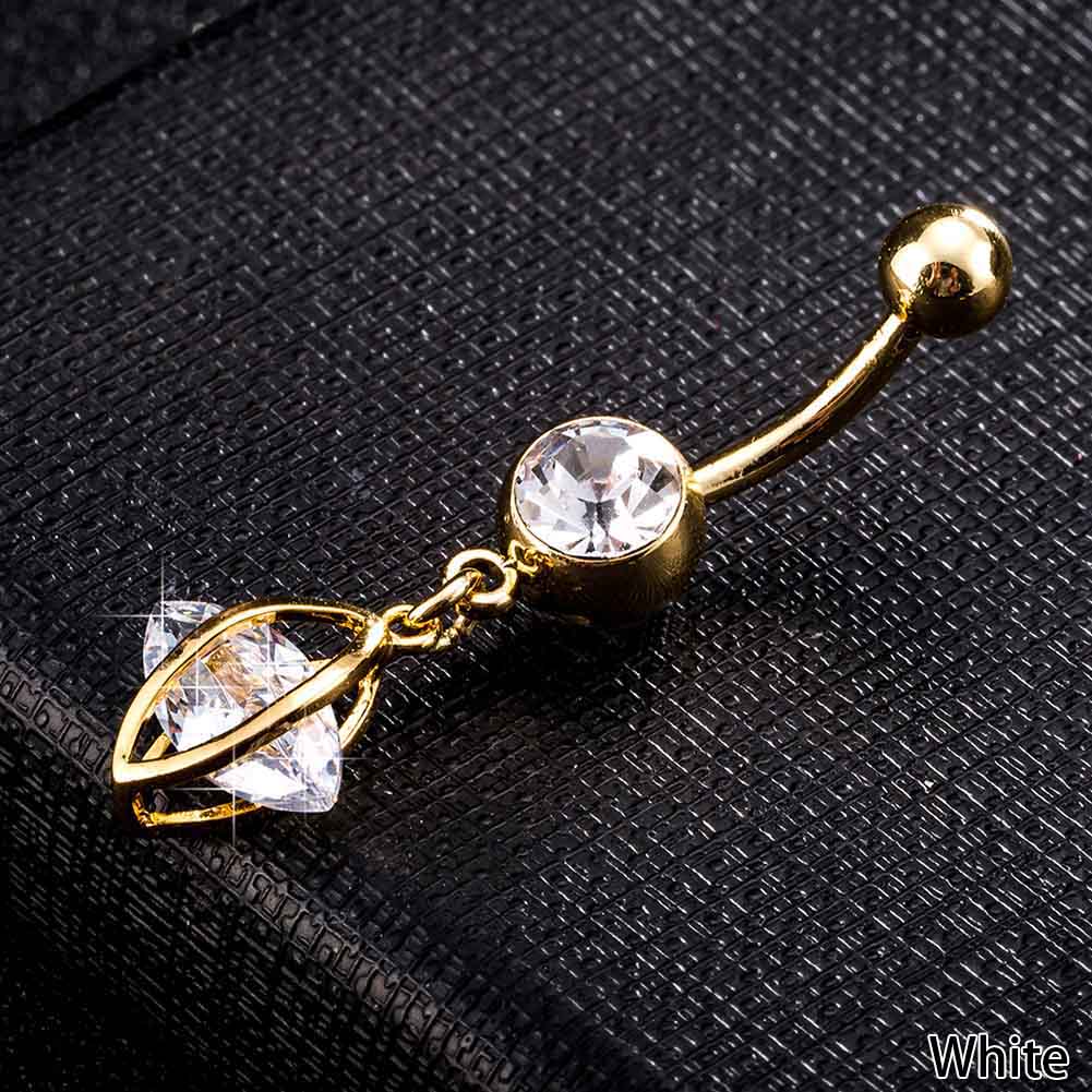 Guldpläterade navelpiercing CZ VIT,LILA, ROSA, RÖD - 6