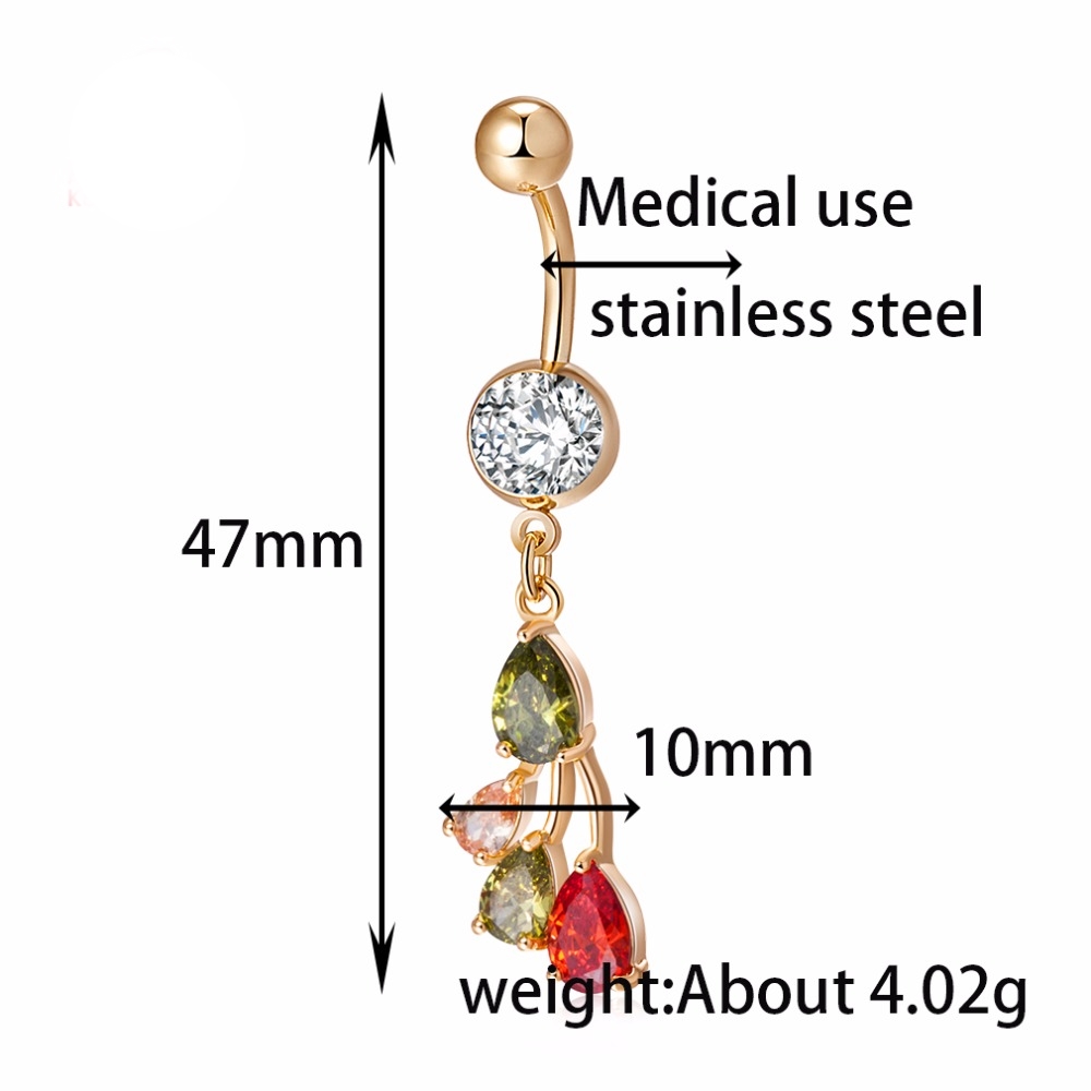 Gold Plated Navel Belly Button Ring Body Piercing Jewelry - 2