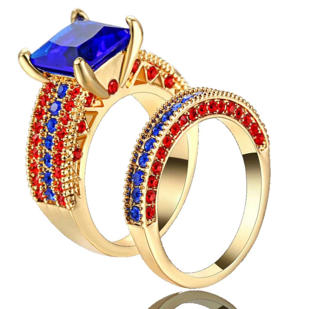 10K Yellow Gold Filled Engagement double ring