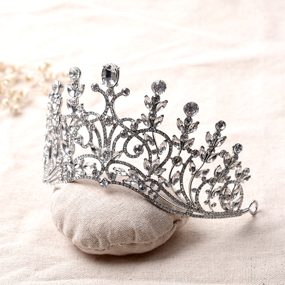 Kristall bröllop hår krona tiara handgjort - 3