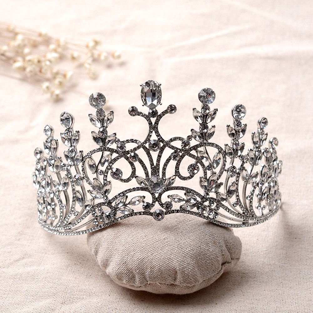 Kristall bröllop hår krona tiara handgjort - 2