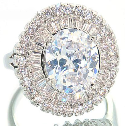 10K WHITE Gold Filled RING CZ