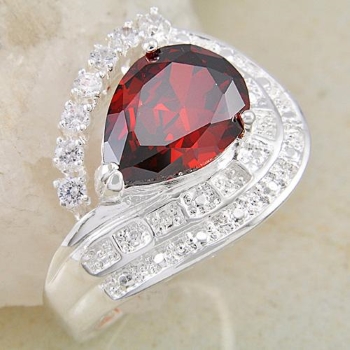 Silver RING Röd kvarts ÄDELSTEN
