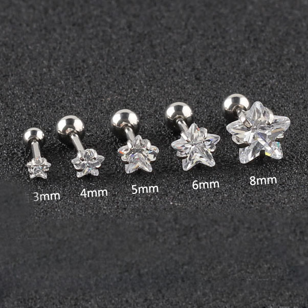 Helix Tragus Piercing 1 ST runda, stjärna, hjärta, fyrkant, triangel - 7