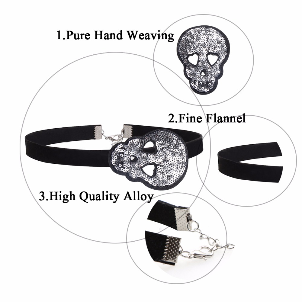 Halsband choker Skalle - 2