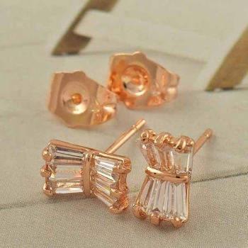 18k ROSE Gold Filled Lady Earrings CZ bow-knot - 5