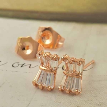 18k ROSE Gold Filled Lady Earrings CZ bow-knot - 3