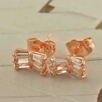 18k ROSE Gold Filled Lady Earrings CZ bow-knot - 4
