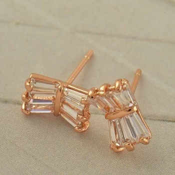 18k ROSE Gold Filled Lady Earrings CZ bow-knot - 2