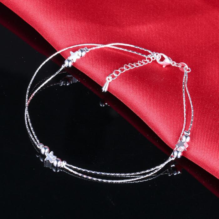 Silverpläterad fot kedja fotlänk armband  - 2