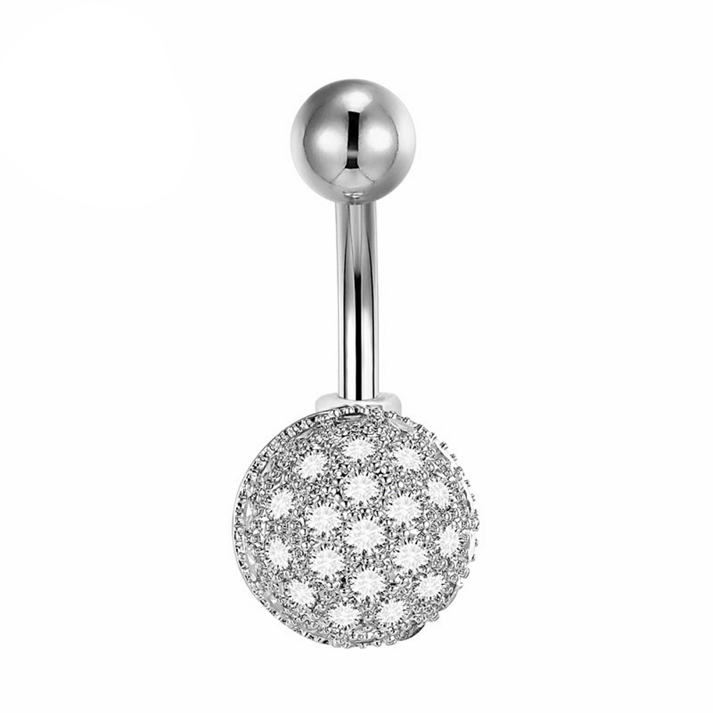 Bright CZ Diamond Flower Ring G23 Titanium NAVEL