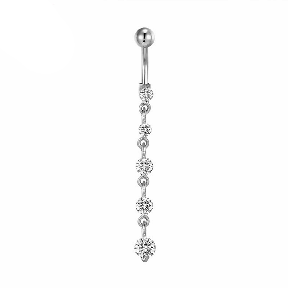Bright CZ Diamond Flower Ring G23 Titanium NAVEL