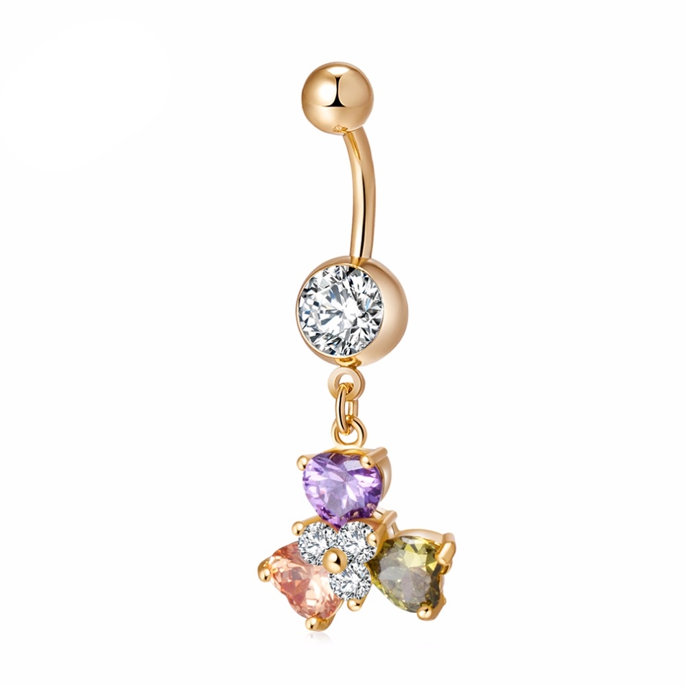Gold Plated Navel Belly Button Ring Body Piercing Jewelry