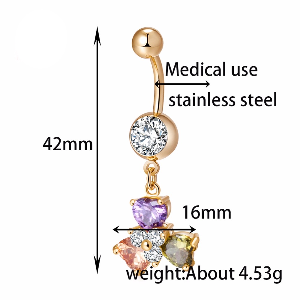 Gold Plated Navel Belly Button Ring Body Piercing Jewelry - 2