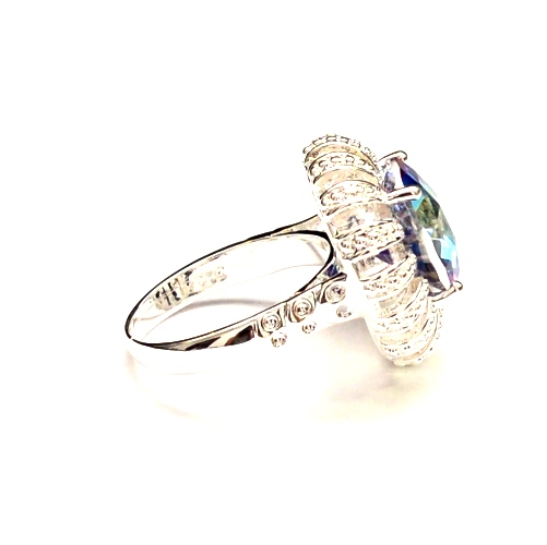 SILVER filled RAINBOW COLORED TOPAZ gemstone RING - 3