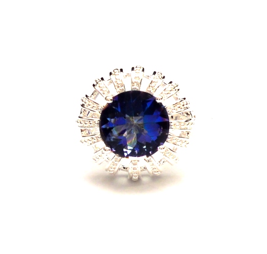 SILVER filled RAINBOW COLORED TOPAZ gemstone RING - 2