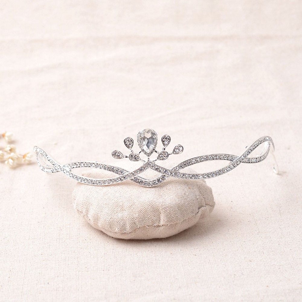 Kristall bröllop hår krona tiara handgjort +örhängen - 4