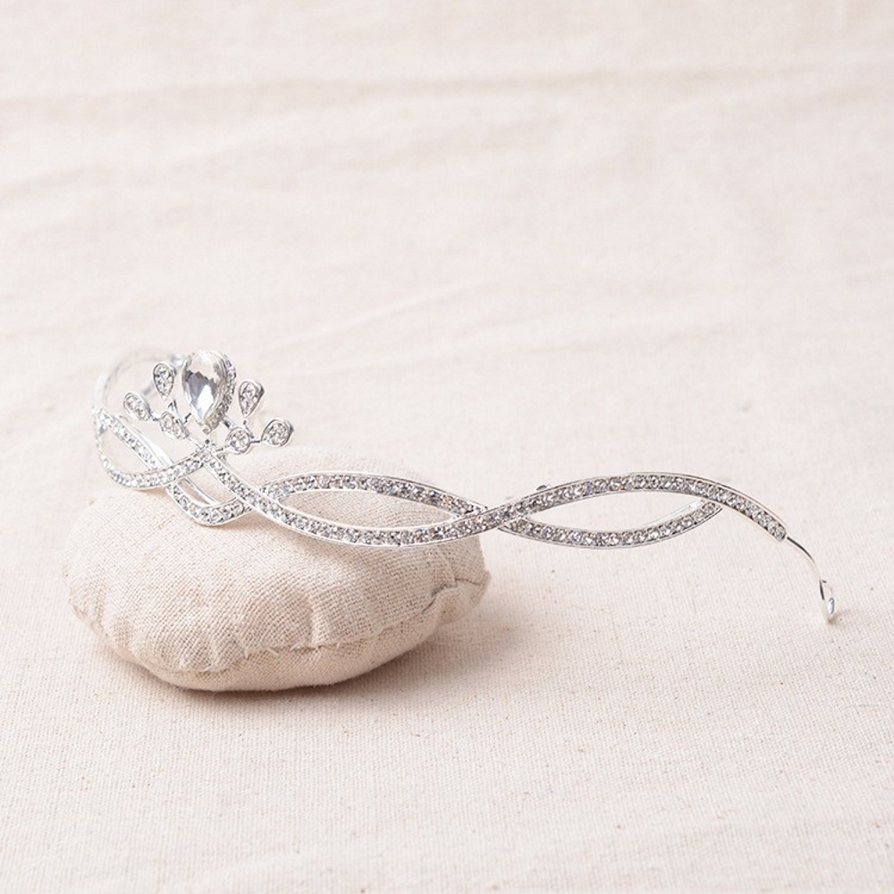 Kristall bröllop hår krona tiara handgjort +örhängen - 3