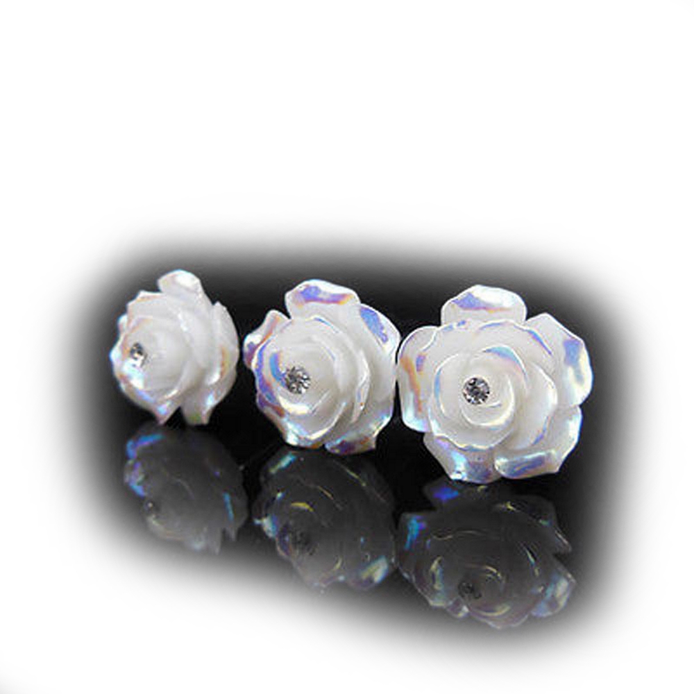 Hårnålar Bröllop Vit ros blomma 5ST PACK - 2