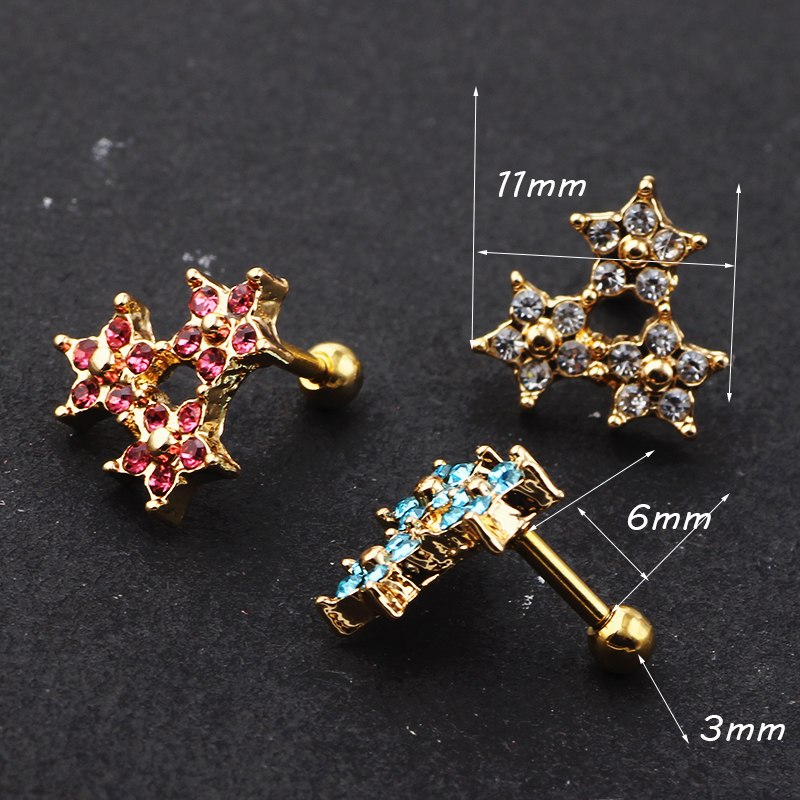 Helix Tragus Piercing Blomma 1 ST SILVER/GULD - 4