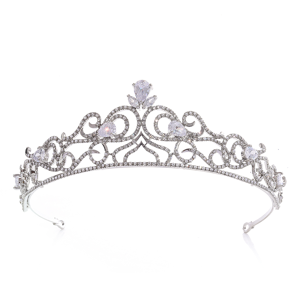 Kristall CZ bröllop hår krona tiara handgjort - 2