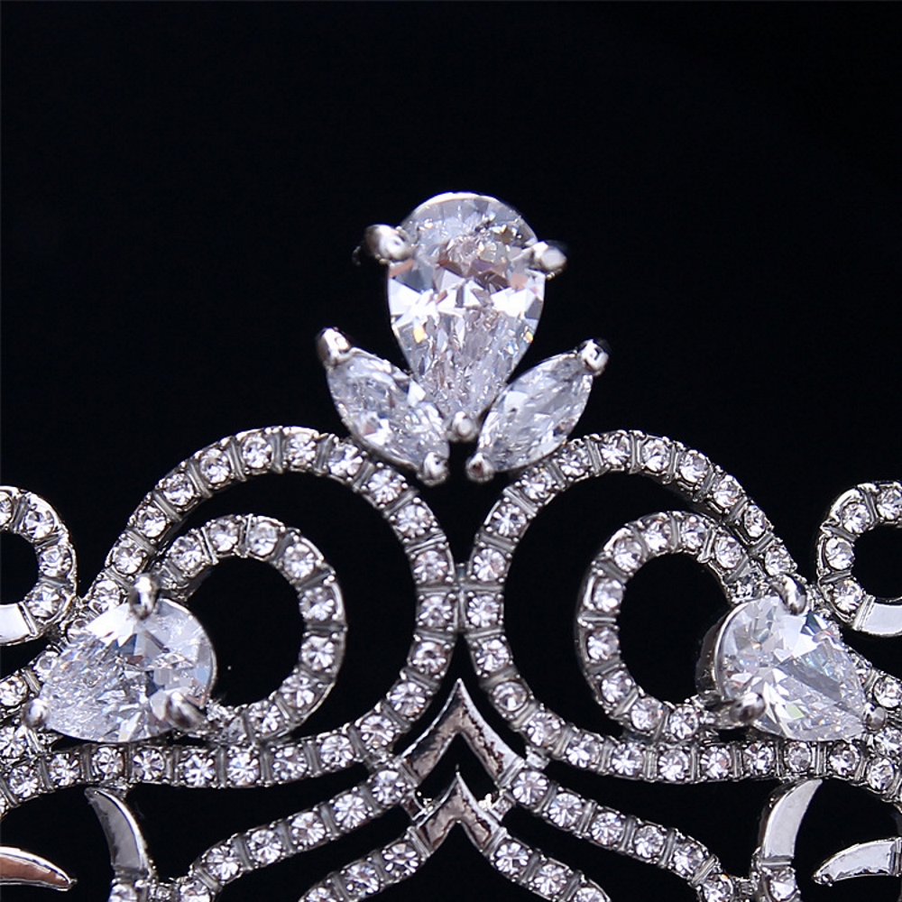 Kristall CZ bröllop hår krona tiara handgjort - 3