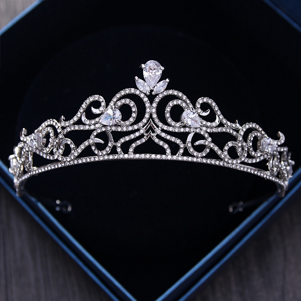 Kristall CZ bröllop hår krona tiara handgjort