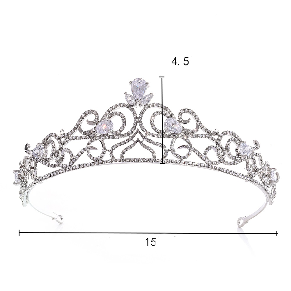 Kristall CZ bröllop hår krona tiara handgjort - 4
