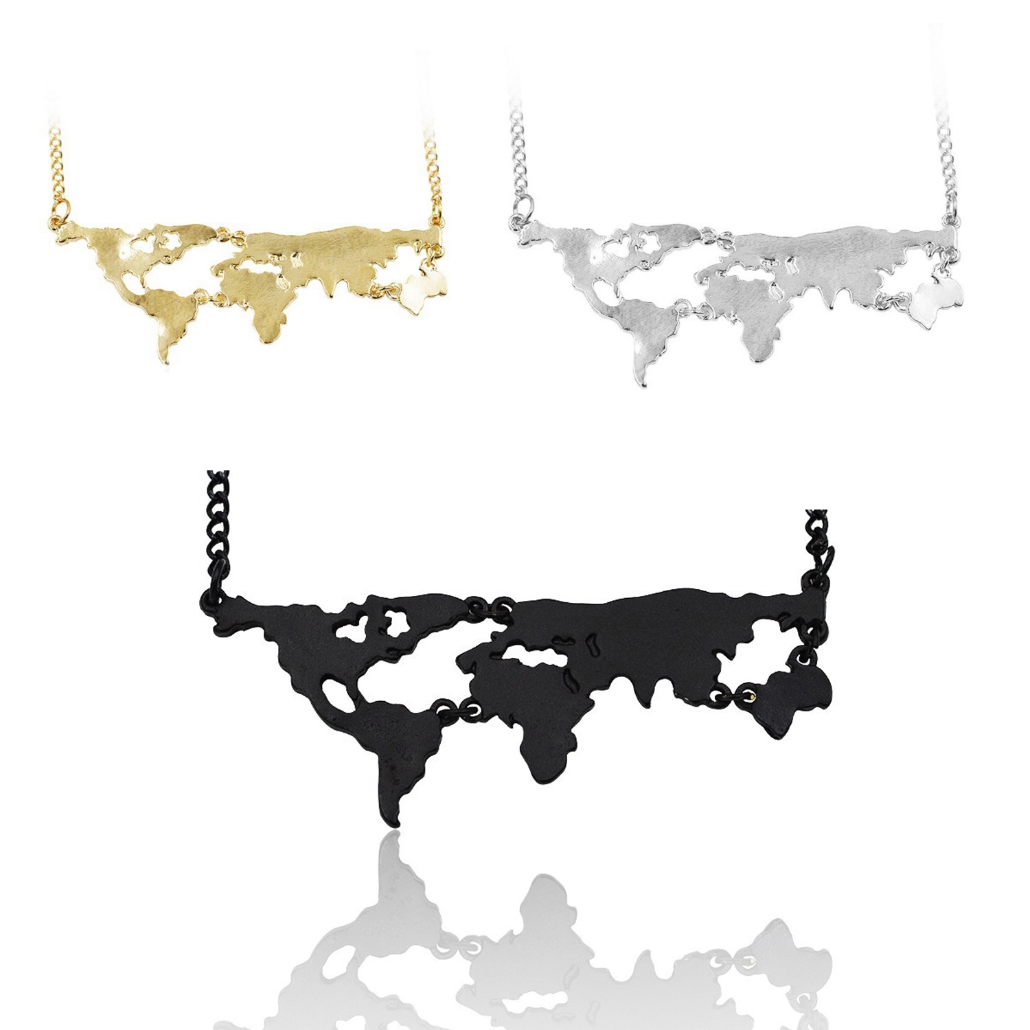 World Map Pendant Necklace 