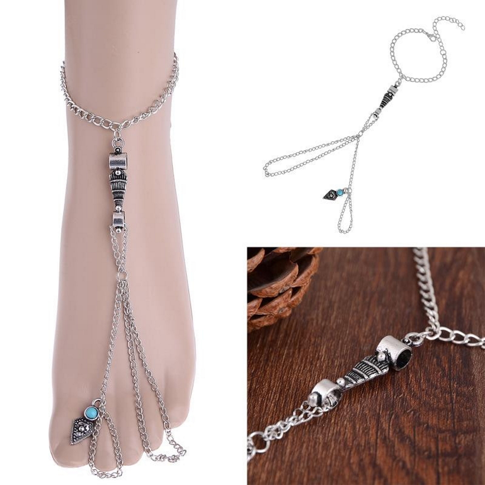SILVER Sexy Foot Chain Anklet Ankle Bracelet Turquoise  - 2