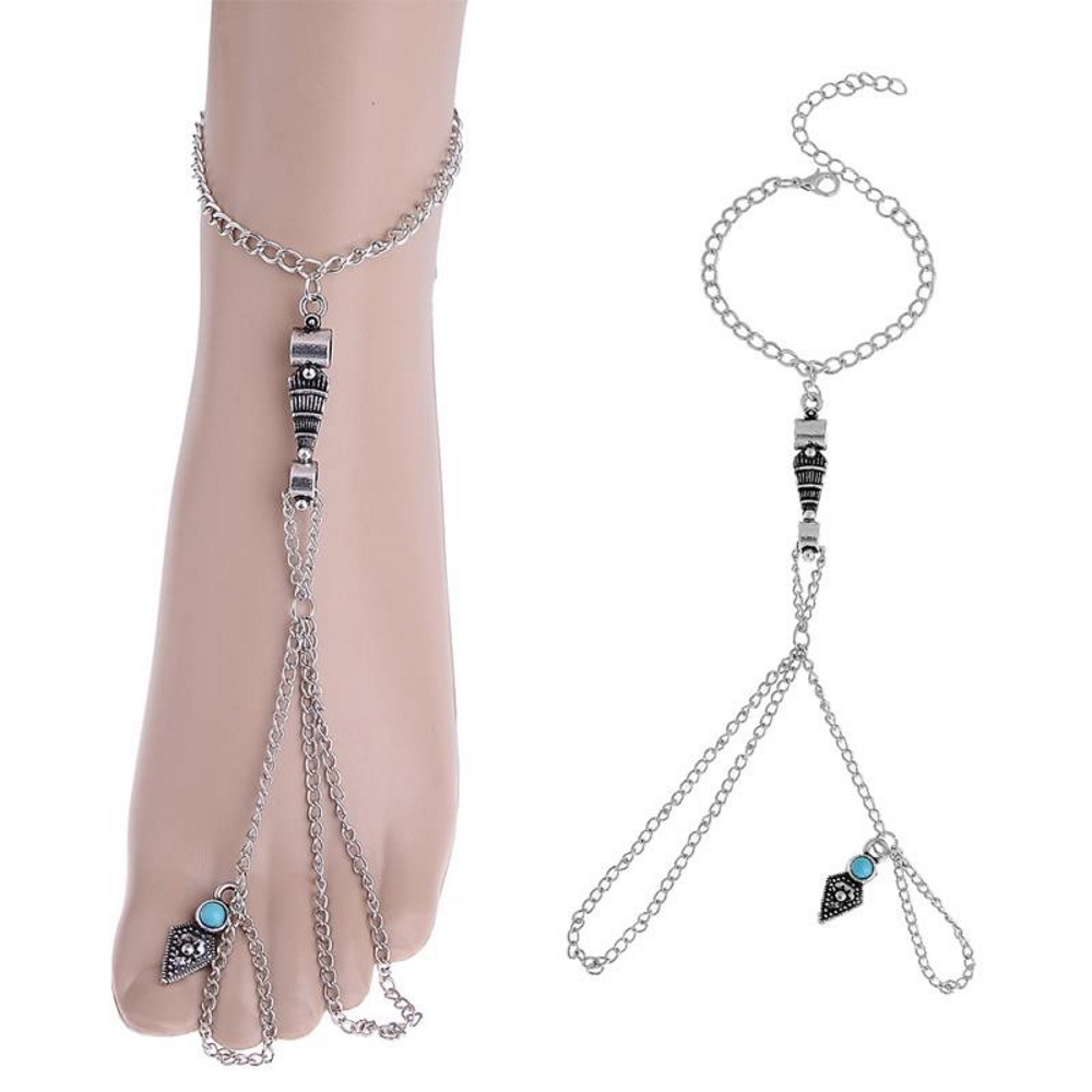 SILVER Sexy Foot Chain Anklet Ankle Bracelet Turquoise 