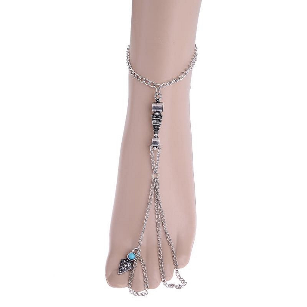 SILVER Sexy Foot Chain Anklet Ankle Bracelet Turquoise  - 3