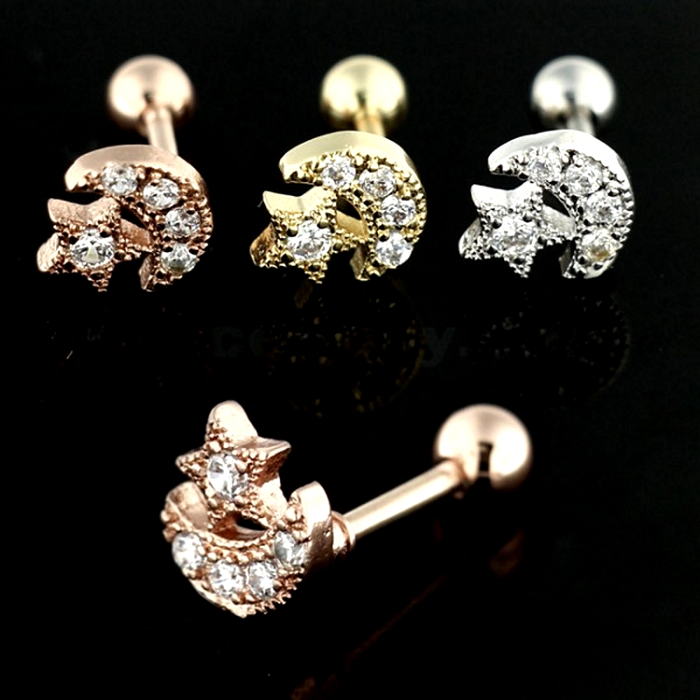 Moonstjärna brosk Helix Tragus Piercing