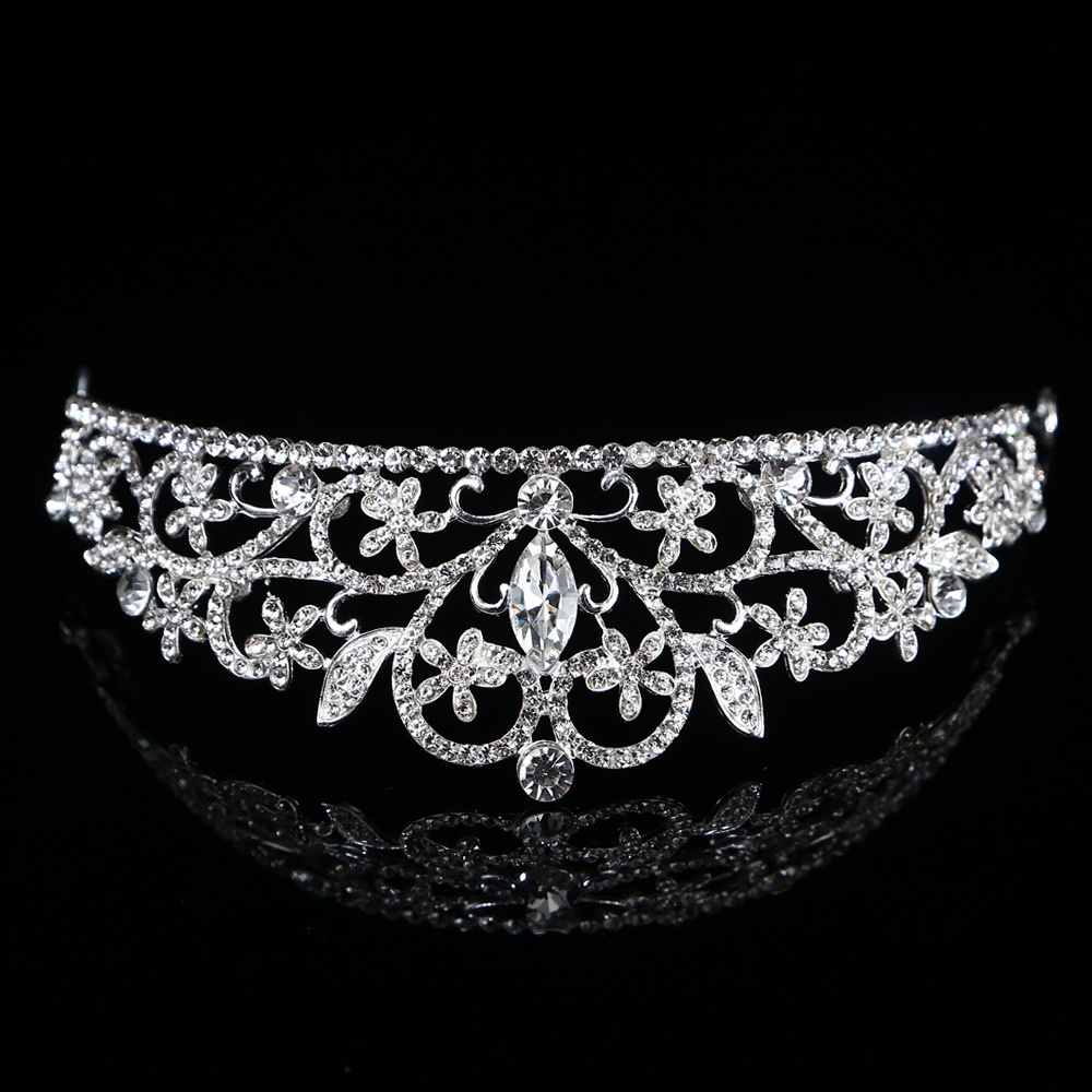 Kristall bröllop hår krona tiara - 4