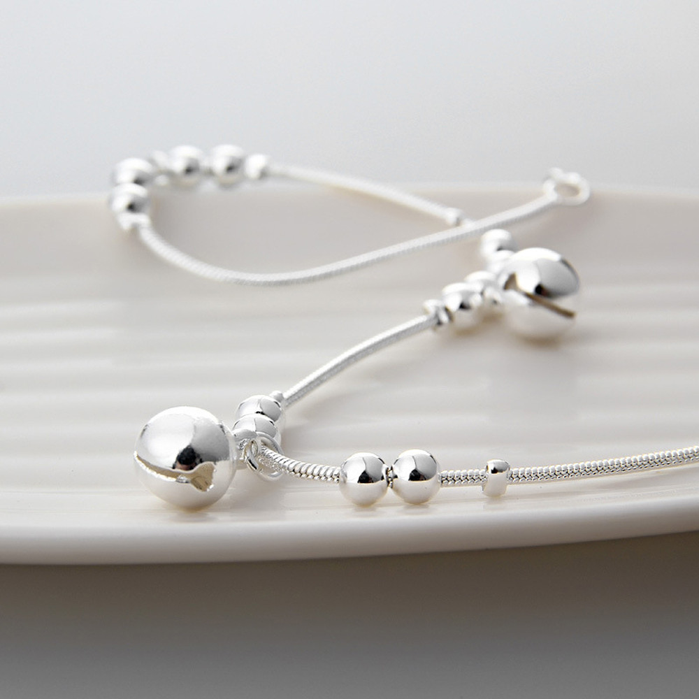 Silverpläterad fot kedja fotlänk armband  - 3
