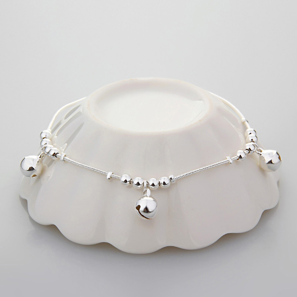Silverpläterad fot kedja fotlänk armband  - 4