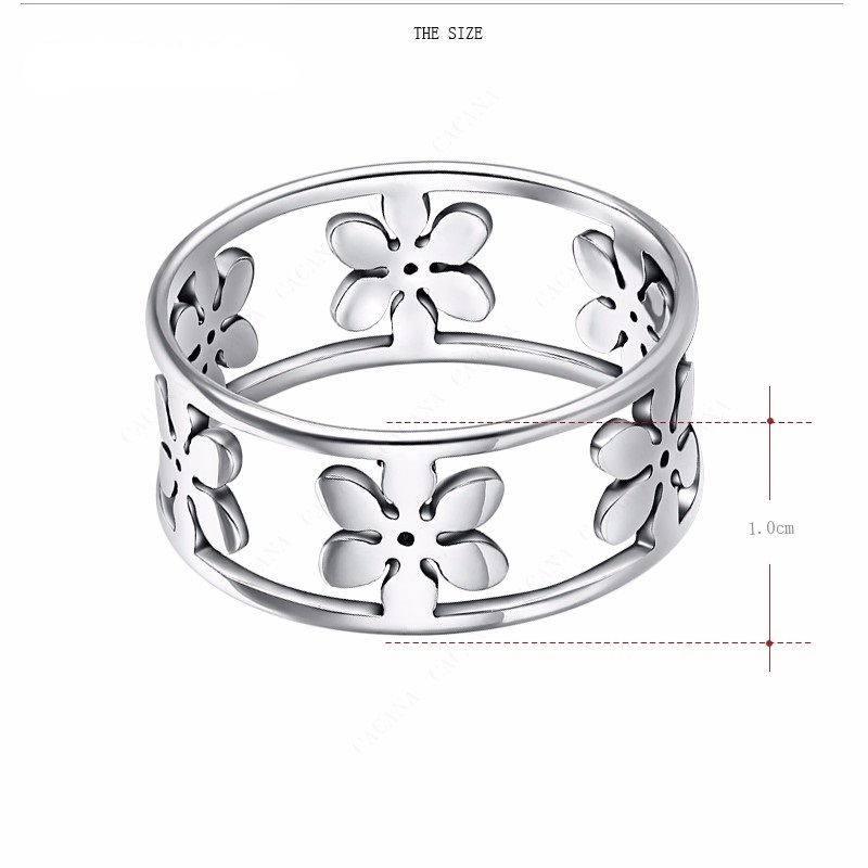 Rostfritt stål ring Fem kronblad - 2