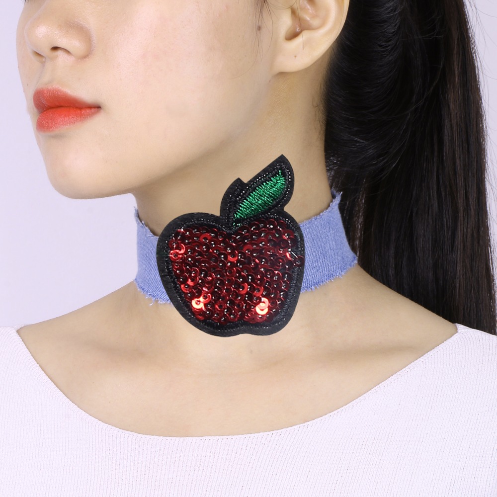 Halsband choker blå jeans - 5